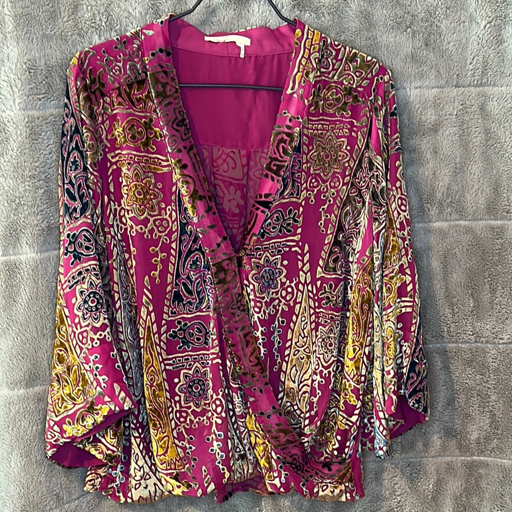 Floreat Pink and Gold Wrap Blouse